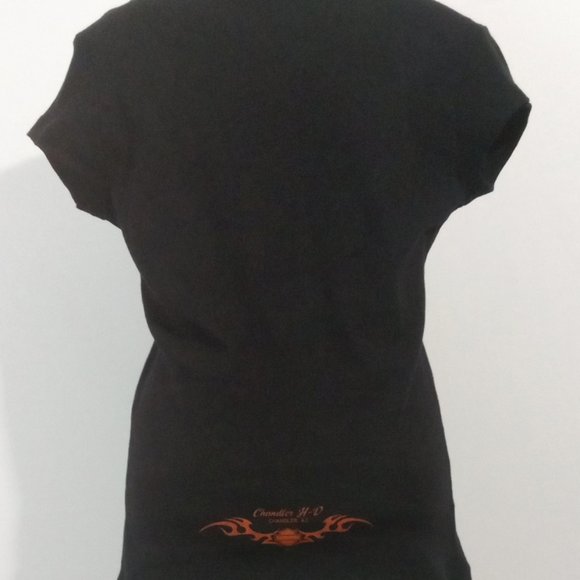Vintage Y2k Harley Davidson Women's  Black & Orange Glitter Chandler, Az Sz M - Picture 2 of 3
